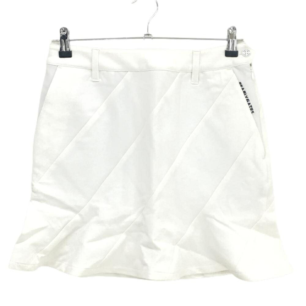 【新品】パーリーゲイツ スカート 白 斜めストライプ調 ロゴ刺しゅう レディース 1(M) ゴルフウェア PEARLY GATES｜レオナード　店