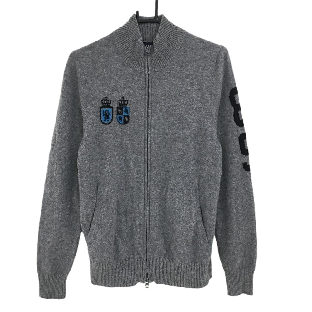 【超美品】パーリーゲイツ ニットジャケット グレー カシミヤ100% バックロゴ メンズ 4(M) ゴルフウェア PEARLY GATES|レオナード 店