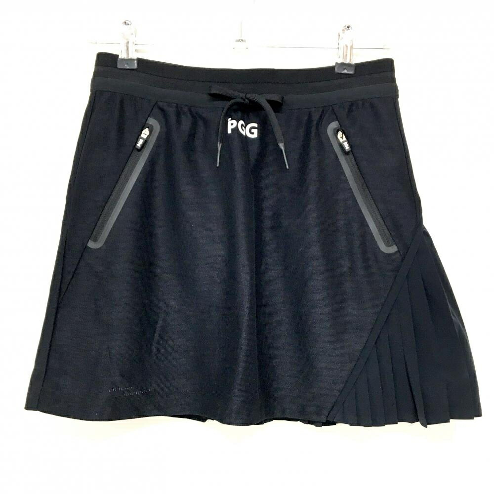 【新品】PGGパーリーゲイツ スカート 黒×白 一部プリーツ ボーダー調メッシュ生地 裏地付き レディース 0(S) ゴルフウェア PEARLY GATES|レオナード 店