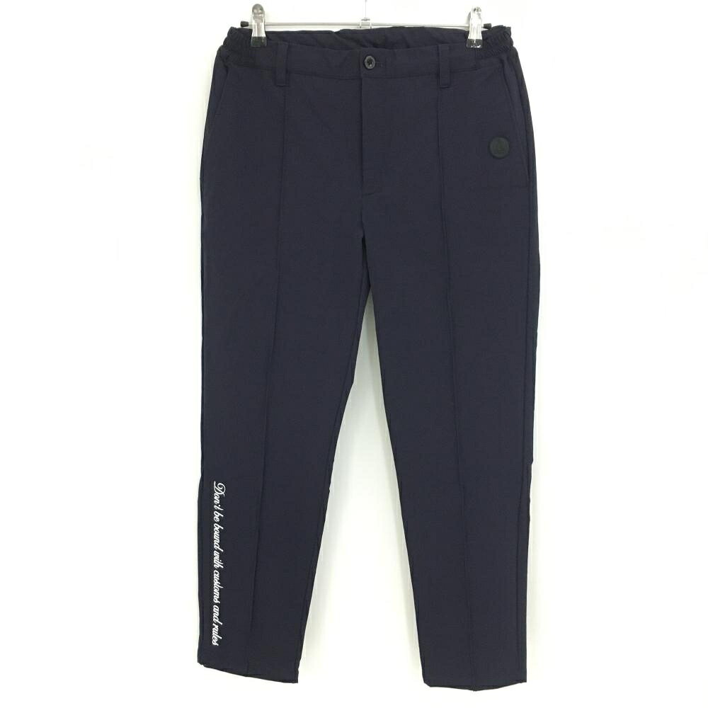 【美品】エフアールツー パンツ ネイビー×白 ナイロン混 ストレッチ ロゴ刺しゅう メンズ M ゴルフウェア #FR2 GOLF