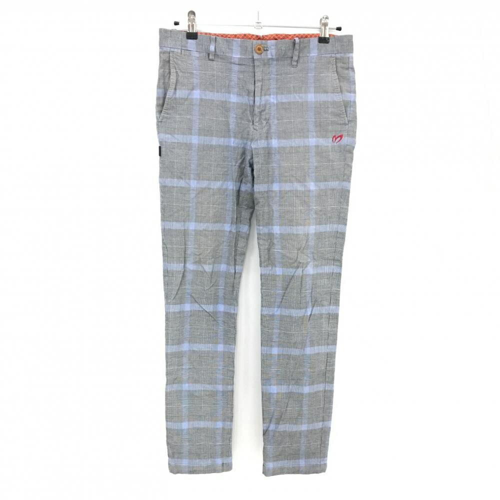 【美品】マスターバニー パンツ 黒×ブルー チェック メンズ 5(L) ゴルフウェア MASTER BUNNY EDITION