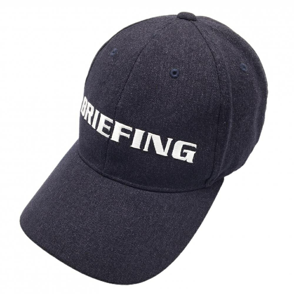 【超美品】ブリーフィング キャップ ネイビー×白 ロゴ刺しゅう 微起毛 FREE ゴルフウェア BRIEFING