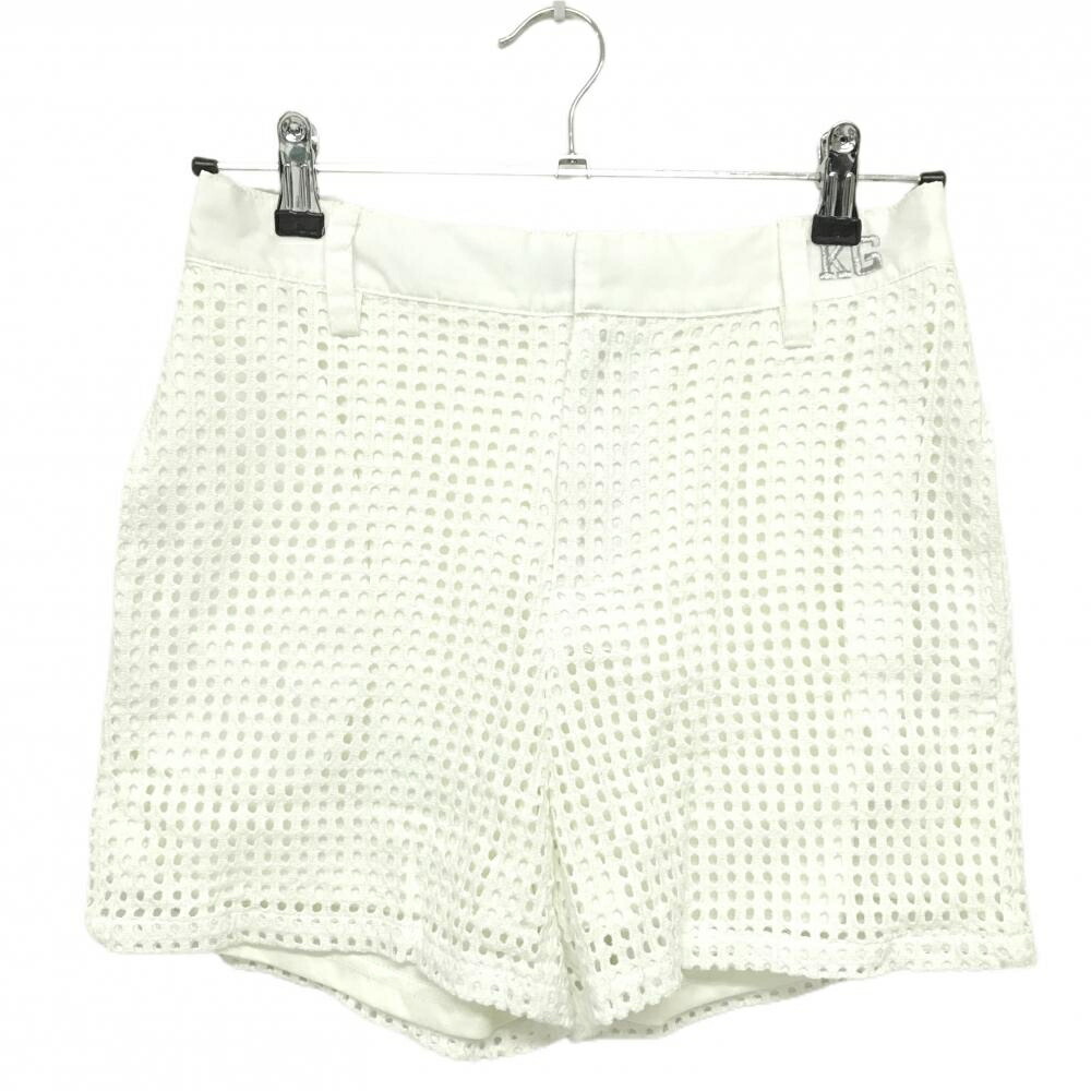 【超美品】キスオンザグリーン ショートパンツ 白 レース調 刺しゅう 裏地付 レディース 3(L) ゴルフウェア kiss on the green