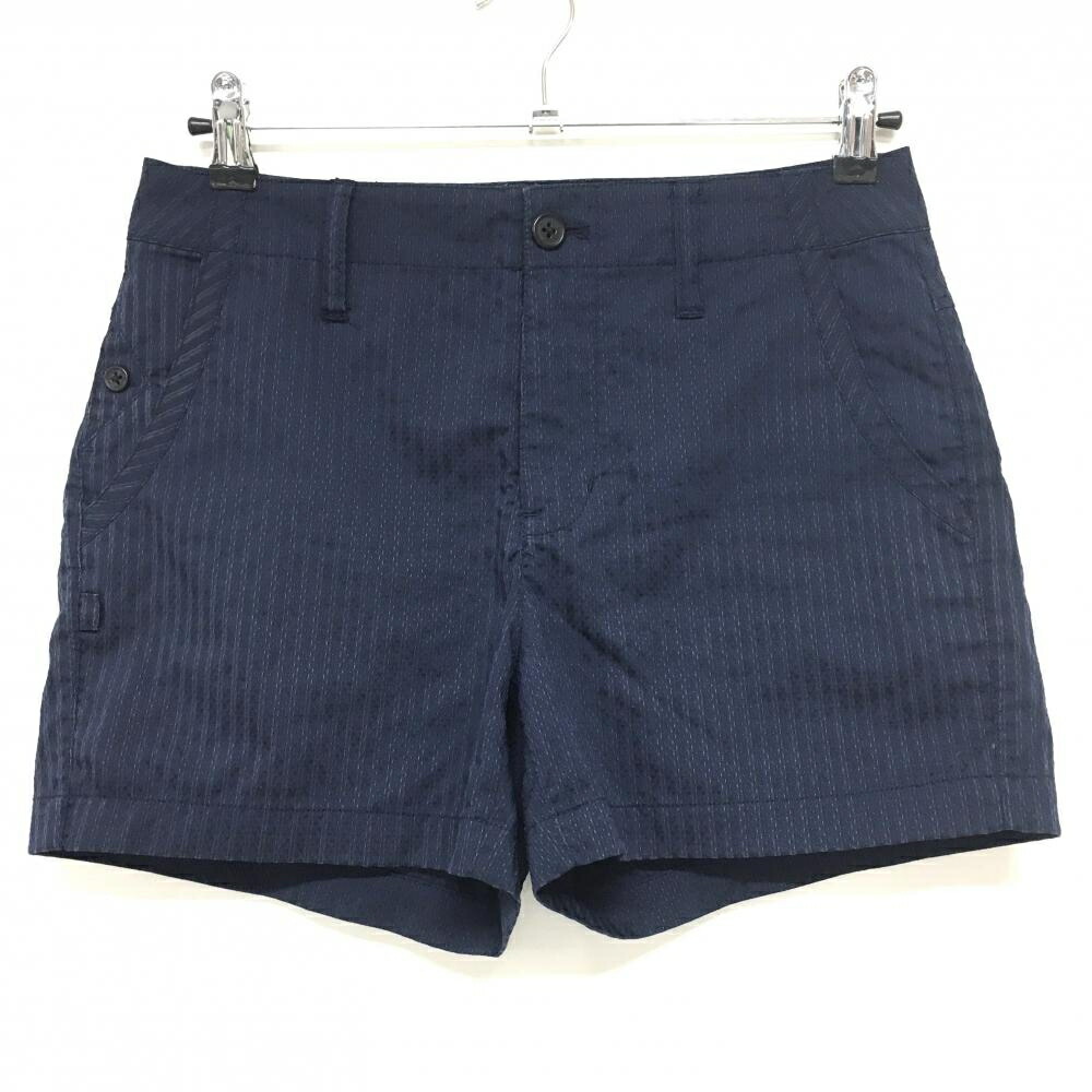 【美品】ジャックバニー ショートパンツ ネイビー ストライプ レディース 1(M) ゴルフウェア Jack Bunny