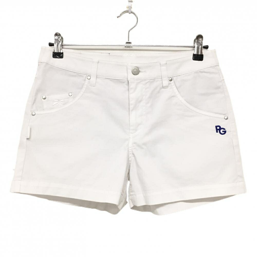 【美品】パーリーゲイツ ショートパンツ 白 ヤシの木刺しゅう レディース 1(M) ゴルフウェア 2023年モデル PEARLY GATES
