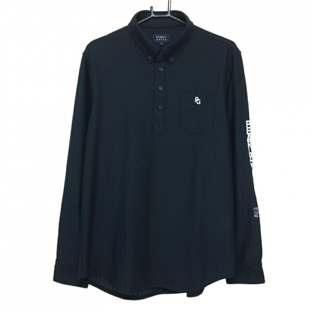 【超美品】パーリーゲイツ 長袖ポロシャツ ダークネイビー ストライプ地模様 メンズ 6(XL) ゴルフウェア 2024年モデル PEARLY GATES