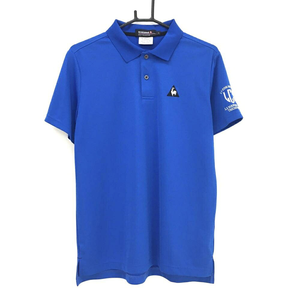 【超美品】ルコックゴルフ 半袖ポロシャツ ブルー ロゴ刺しゅう メンズ L ゴルフウェア le coq sportif