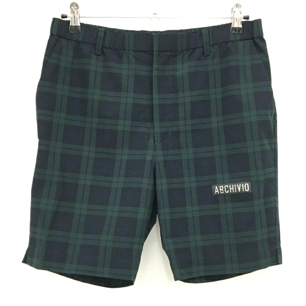 【超美品】アルチビオ ハーフパンツ グリーン&times;黒系 チェック 撥水 冷感 メンズ 46(M) ゴルフウェア 2025年カタログ掲載モデル archivio｜レオナード　店