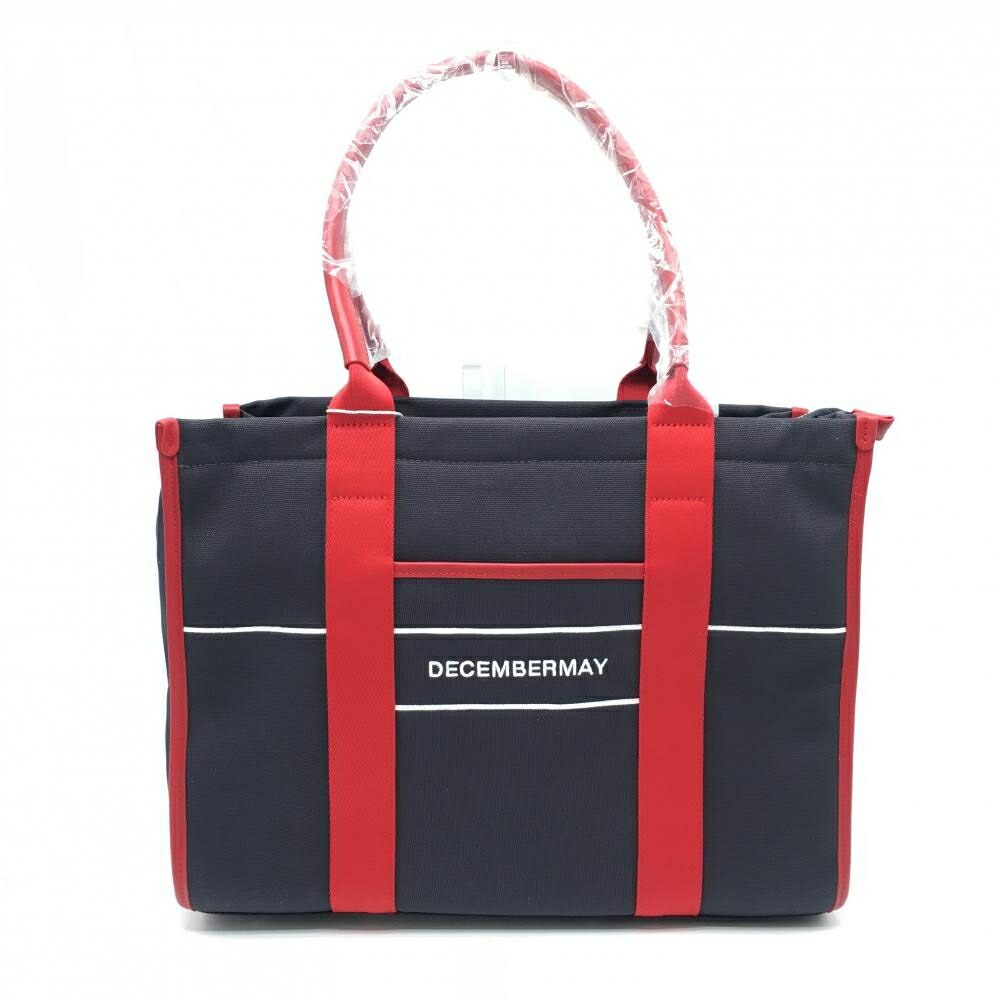 【新品】ディセンバーメイ ビッグトートバッグ ネイビー×レッド スクエアバッグ ゴルフ DECEMBERMAY
