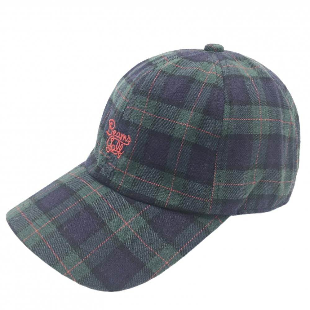 【超美品】ビームスゴルフ キャップ ネイビー×グリーン チェック 56-58cm ゴルフウェア BEAMS GOLF