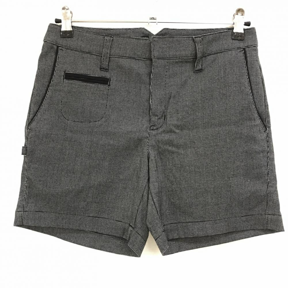【超美品】ジャックバニー ハーフパンツ 黒×白 地模様 ストレッチ レディース 1(M) ゴルフウェア Jack Bunny