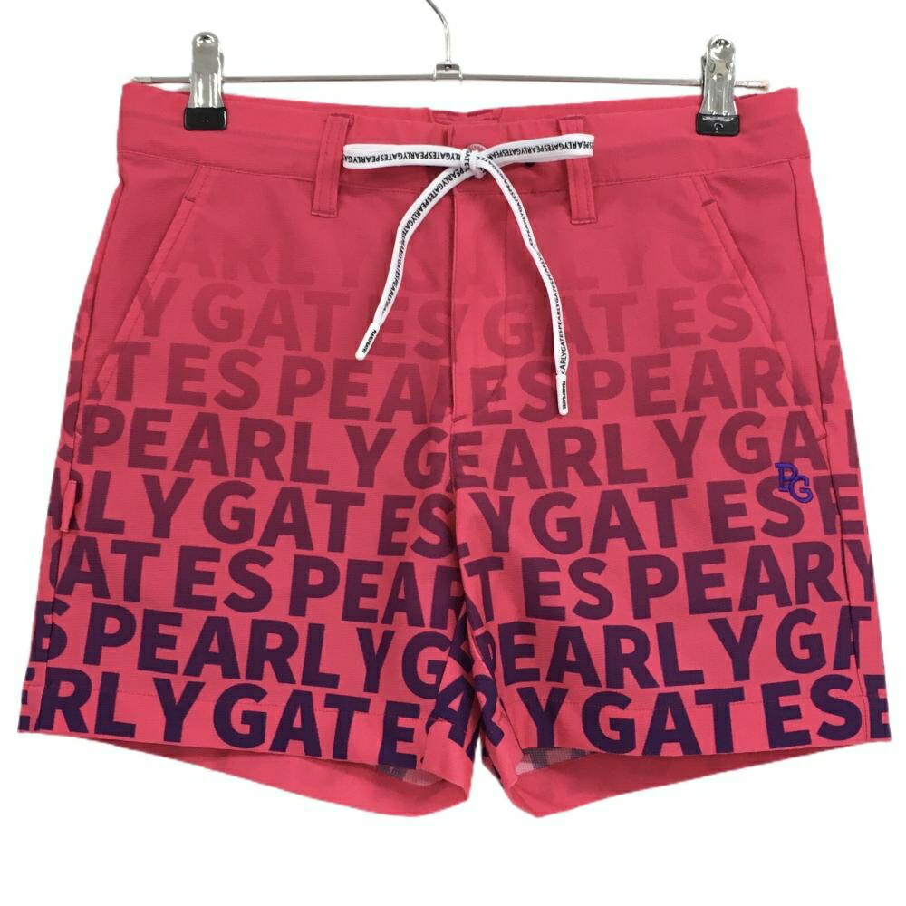 【超美品】パーリーゲイツ ショートパンツ ピンク×ネイビー系 ロゴ総柄 グラデーション レディース 0(S) ゴルフウェア PEARLY GATES