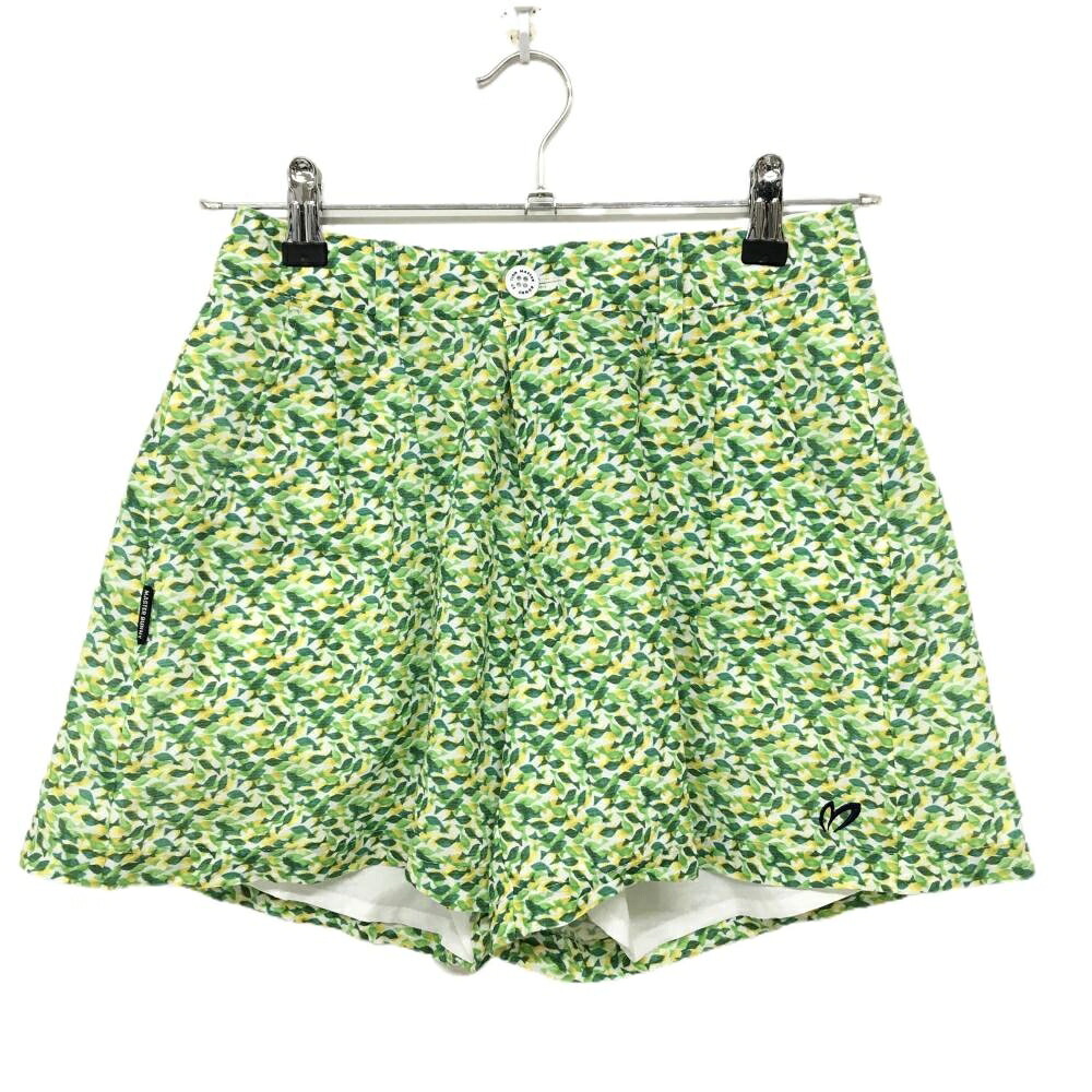 【美品】マスターバニー キュロットスカート 白×グリーン×イエロー 総柄 裏地付き レディース 00(XS) ゴルフウェア MASTER BUNNY EDITION