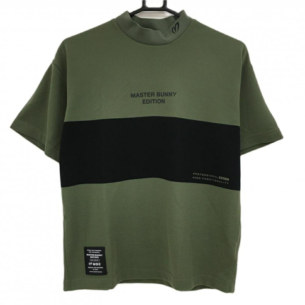 【超美品】マスターバニー 半袖ハイネックシャツ カーキ×黒 レディース 1(M) ゴルフウェア 2024年モデル MASTER BUNNY EDITION