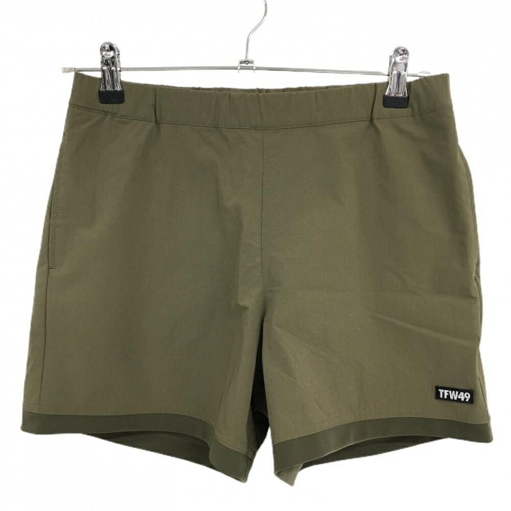【超美品】TFW49 ハーフパンツ カーキ 裾異素材 ウエストゴム レディース M ゴルフウェア TFW49