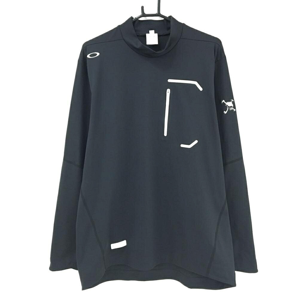 【超美品】オークリー 長袖ハイネックシャツ 黒 吸湿性 発散性 速乾性 ストレッチ メンズ 2XL ゴルフウェア Oakley