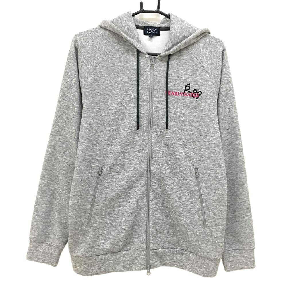 【超美品】パーリーゲイツ ジップパーカー 杢グレー ダブルジップ ロゴピンク メンズ 4(M) ゴルフウェア PEARLY GATES|レオナード 店