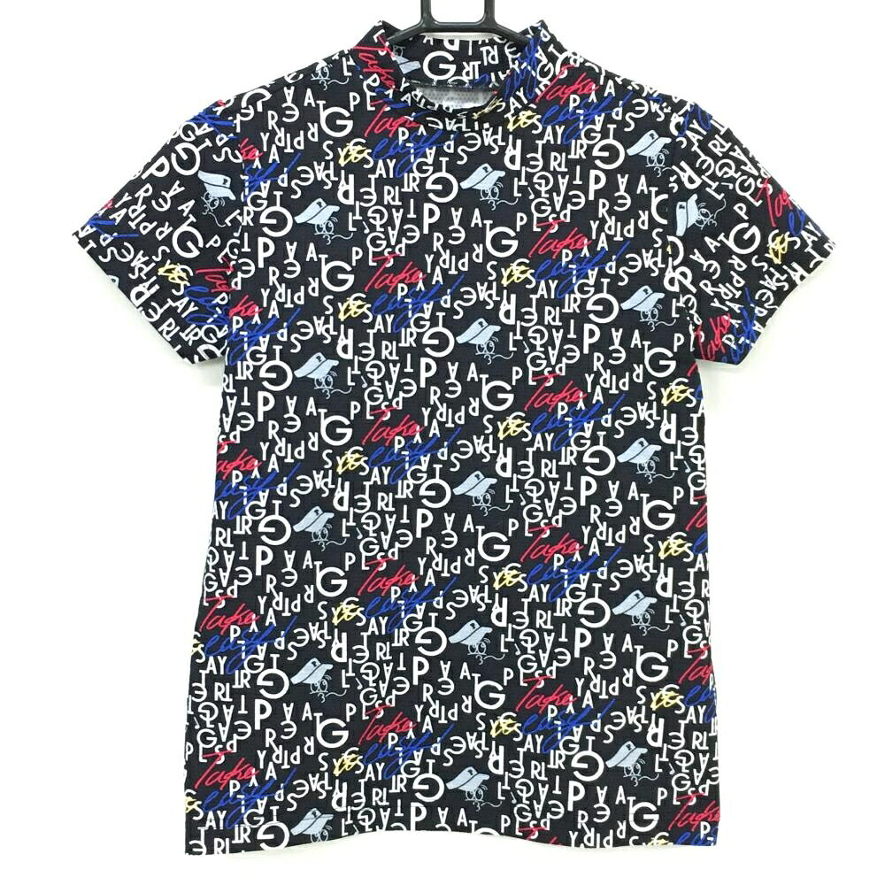 【超美品】パーリーゲイツ 半袖ハイネックシャツ 黒&times;白 サンバイザー総柄 レディース 1(M) ゴルフウェア 2025年モデル PEARLY GATES｜レオナード　店 9,438円