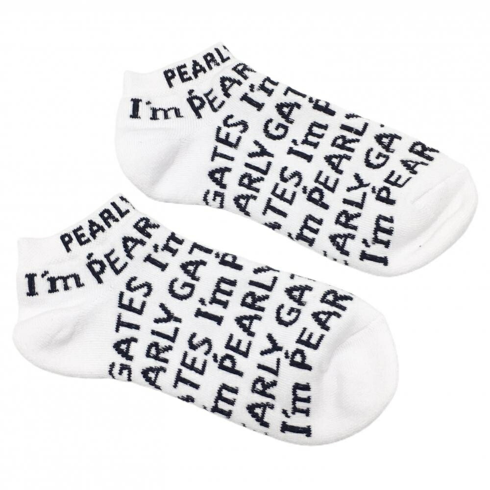 [Unused item] Pearly Gates socks, white x black, logo, total pattern, size not listed, men's golf wear, PEARLY GATES