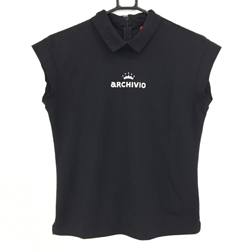 【超美品】アルチビオ 襟付き半袖シャツ 黒 フロントロゴ 吸水速乾 UVケア レディース 38(M) ゴルフウェア 2025年モデル archivio｜レオナード　店