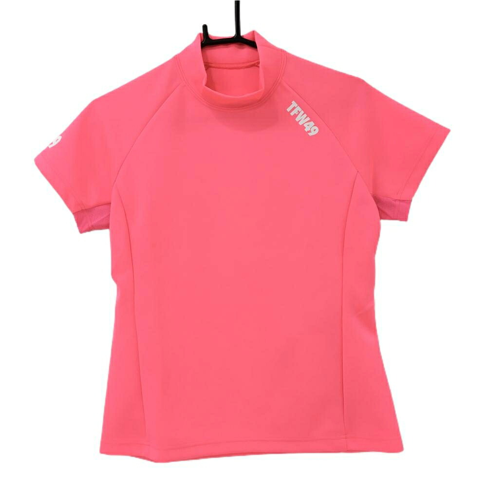 【未使用品】TFW49 半袖ハイネックシャツ 蛍光ピンク バックロゴ DRI-FIT ストレッチ レディース L ゴルフウェア TFW49｜レオナード　店