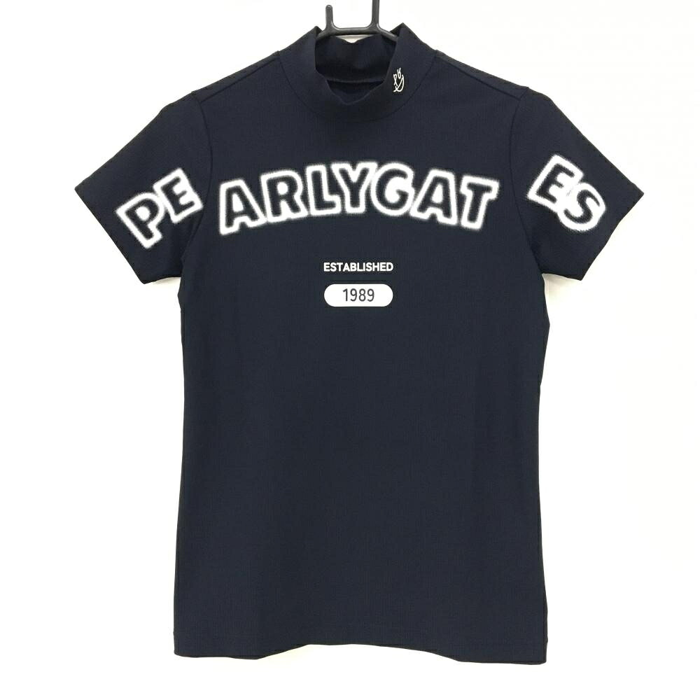 【超美品】パーリーゲイツ 半袖ハイネックシャツ ネイビー ロゴ ストレッチ レディース 1(M) ゴルフウェア 2025年モデル PEARLY GATES｜レオナード　店