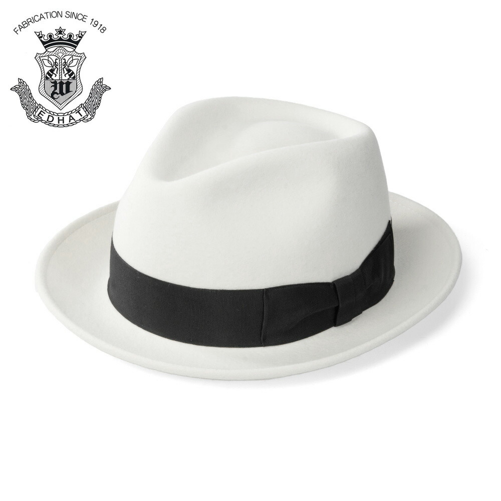 楽天市場】【日本製 EDHAT 白】ウール フェルト 中折れハット