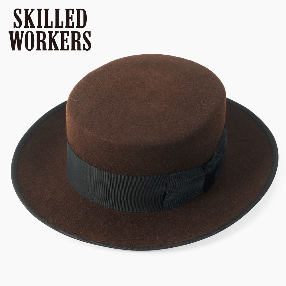 カンカン帽 秋冬 メンズ レディース ウール フェルト つば広 ボーターハット 帽子 ハット ブランド THE SKILLED WORKERS-スキルドワーカーズ オリジナル フェルトハット 大きいサイズ 小さいサイズ 送料無料