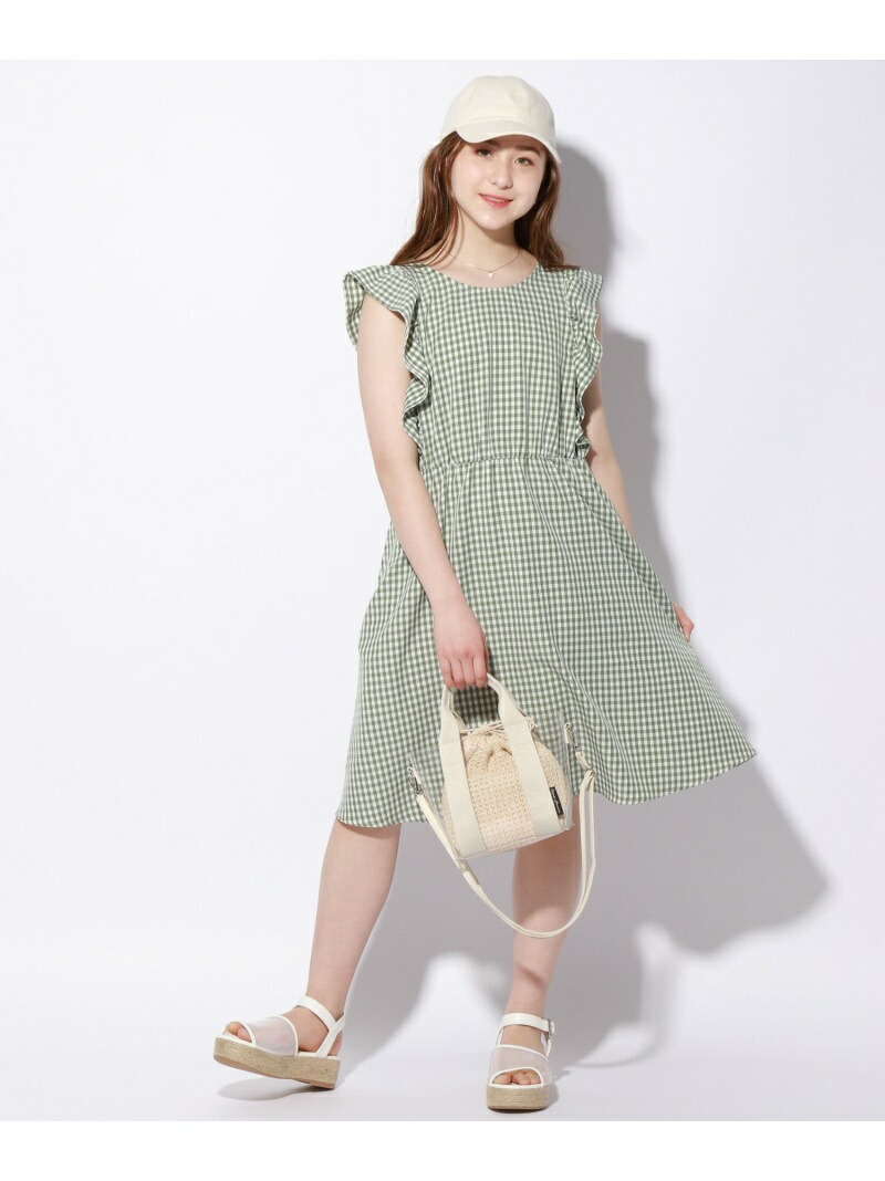 K Bリボンギンガムフリルop Fashion Rakuten Armario Repipi キッズワンピース グリーン ブラウン レピピアルマリオ ワンピース 激安特価品 Repipi