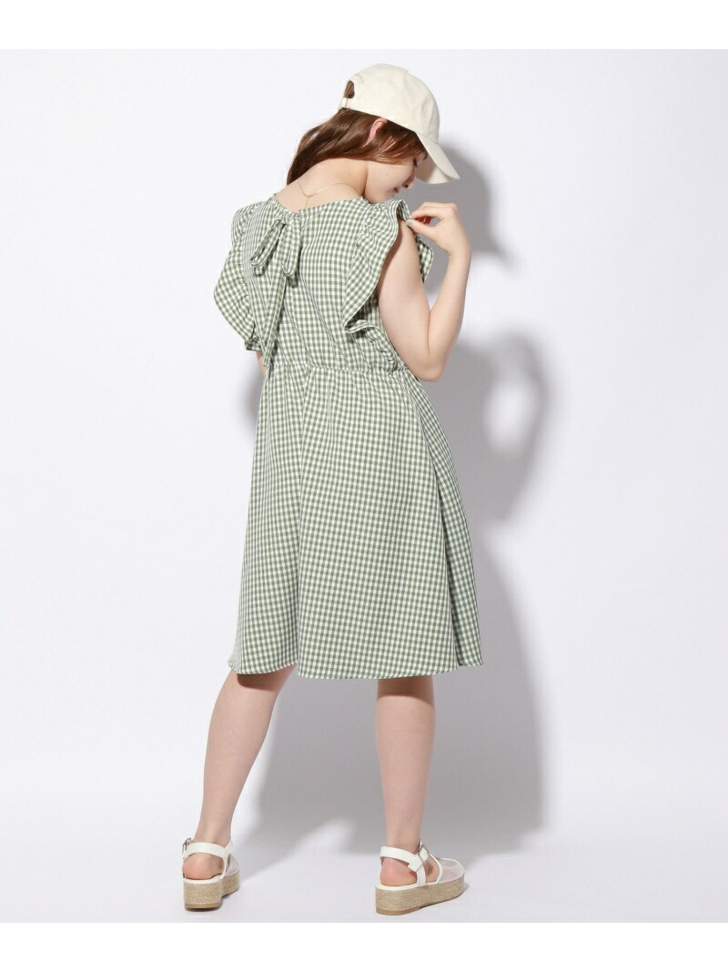 K Bリボンギンガムフリルop Fashion Rakuten Armario Repipi キッズワンピース グリーン ブラウン レピピアルマリオ ワンピース 激安特価品 Repipi