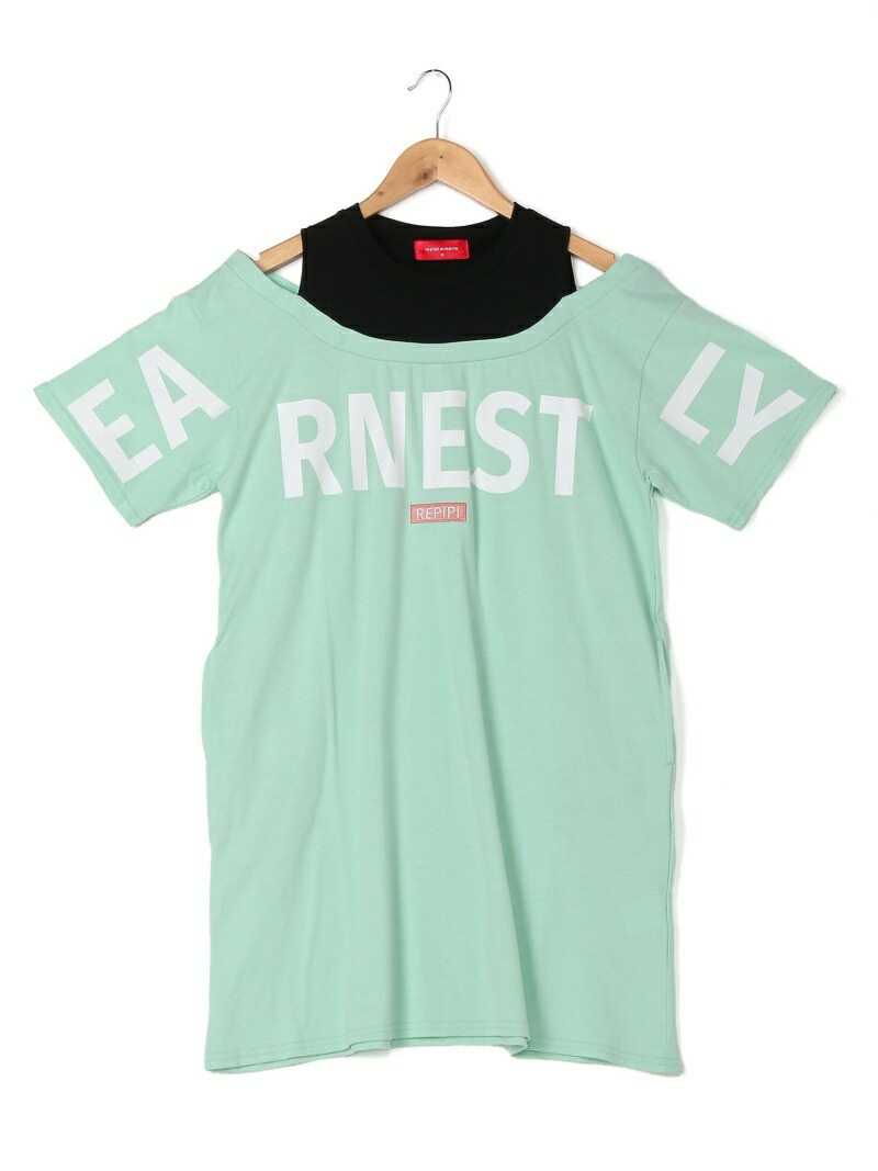 楽天市場 Rakuten Fashion Sale 50 Off カサネギフウbigロゴop Repipi Armario レピピアルマリオ ワンピース 半袖ワンピース ホワイト ブラック グリーン Rba E Repipi Armario