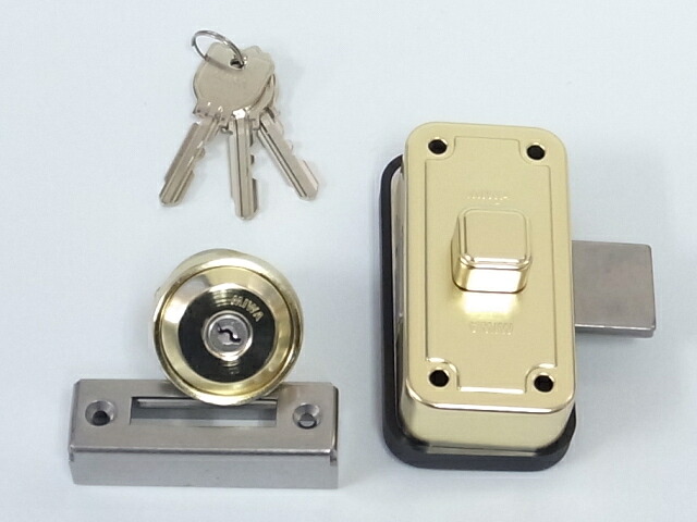 ミワロック　U9-NDZ-1AT面付補助錠GP色（ゴールド色）受座付 　扉厚33～42ミリ☆☆MIWA ミワ 美和☆U9 NDZ☆MIWA ミワ 美和☆☆玄関 ドア 扉 修理 補修 交換 部品 パーツ｜リプレ カギとドア廻り金物専門店