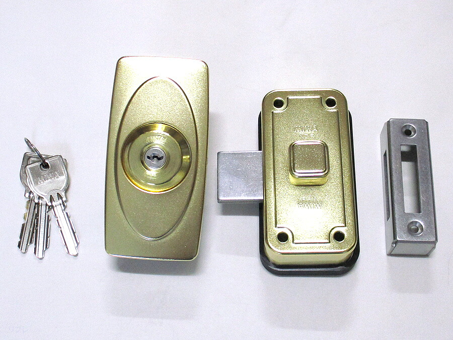ミワロックU9-NDR-1AT(XB)BL 面付補助錠 ゴールド色 受座付 ☆☆ミワ 美和 MIWA☆U9-CP-NDR-1AT☆ミワ 美和 MIWA☆☆ 玄関 ドア 扉 修理 補修 交換 部品 パーツ