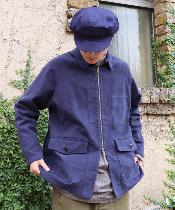 HUNTING JACKET ハンティング ジャケット 【Le Pigeon Voyageur】 アウター ユニセックス メンズ ワーク ミリタリー  インクブルー フレンチワーク フランス 秋 冬 狩猟 上着 ゲームポケット ネイビー | REPORT_SHOP　楽天市場店