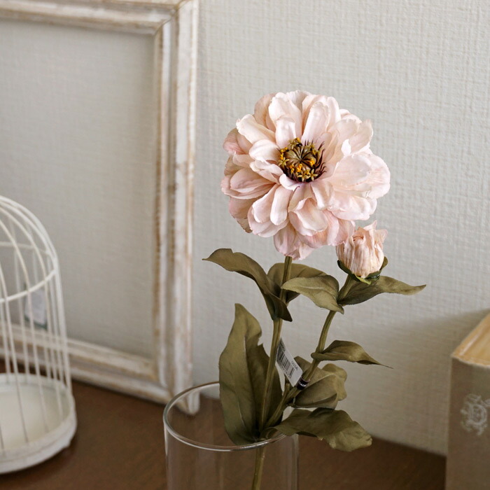 楽天市場 造花 ジニア アンティークピンク 1本 アーティフィシャルフラワー リポーズジョイ