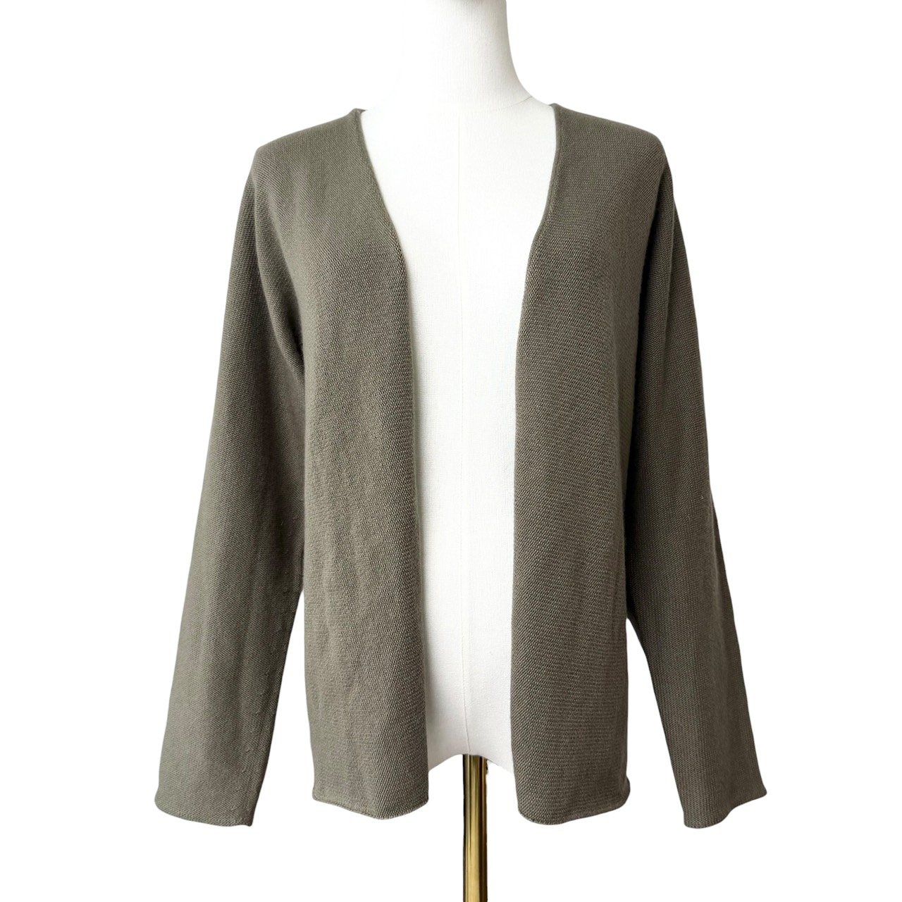 エルメス 【中古】HERMES マルジェラ期 Martin Margiela カシミール混 編み物ジレー vintage ヴィンテージ 長袖 無地 カーキ モスグリーン 大きさL好いかげんに