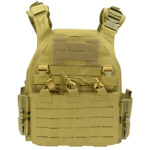 プレートキャリア 1000Dナイロン製 レーザーカットMOLLE クイックリリースバックル搭載 [ タン ] プレキャリ プレートキャリアー 防弾プレートキャリア 防弾チョッキ ボディーアーマー サバイバルゲーム サバゲー タクティカルトレーニング タクトレ Plate Carrier