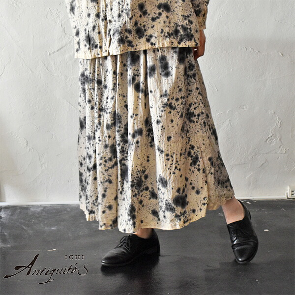 ichi Antiquites 800335 リネンハンドダイスカート