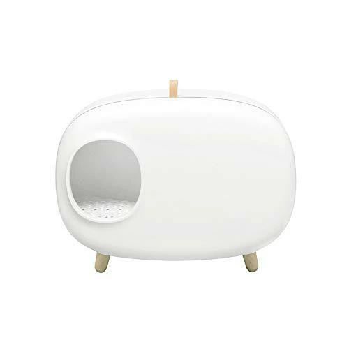 猫室内用便器 猫室内用便器 今めかしい 猫用 たわい無い猫用室内用便器備品猫砂散らかりにくい 一般受け 愛玩動物室内用便器 60×39×46糎 White