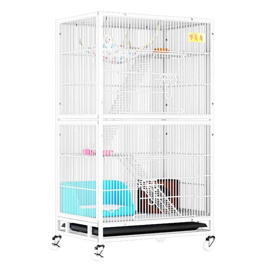 3-ティア猫伏せ籠屋内大型猫と子ネコフェレットケージハンモック360°回転させるキャスターエンクロージャペットプレイペンとランプラダーポータ