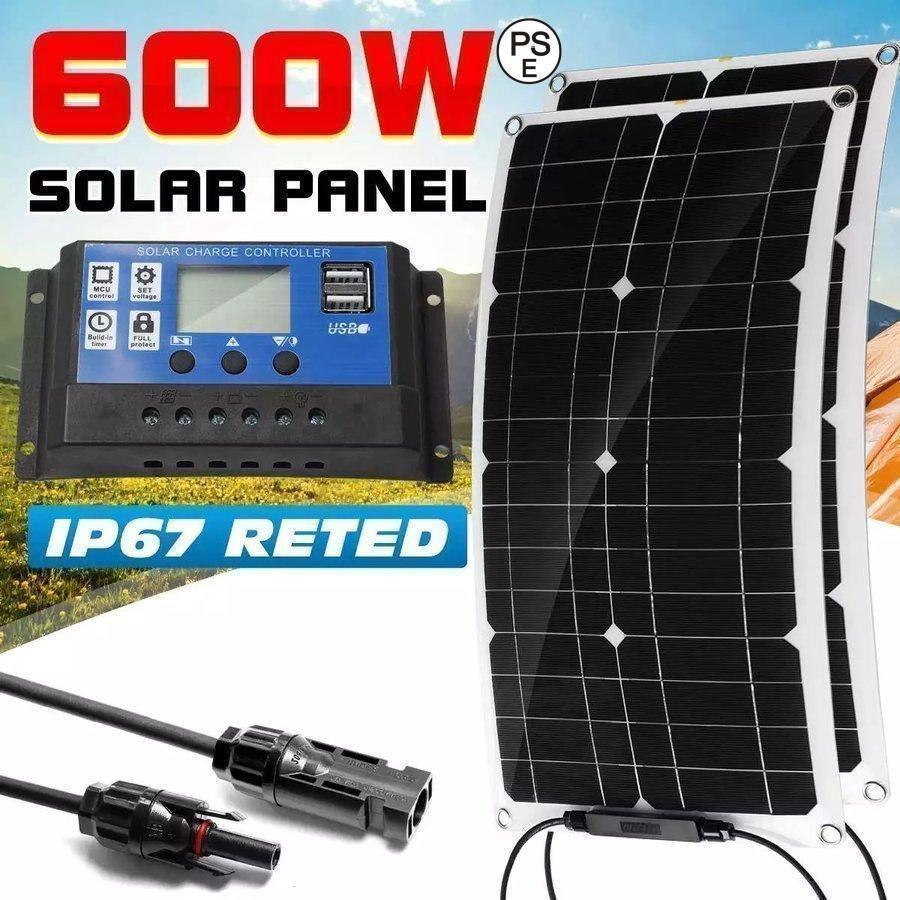 軟らかい ソーラーダイアログボックス 600W/300W 12V USB申し受ける器 電話を掛ける rv 車 mp3用 雨合羽 蓄電池