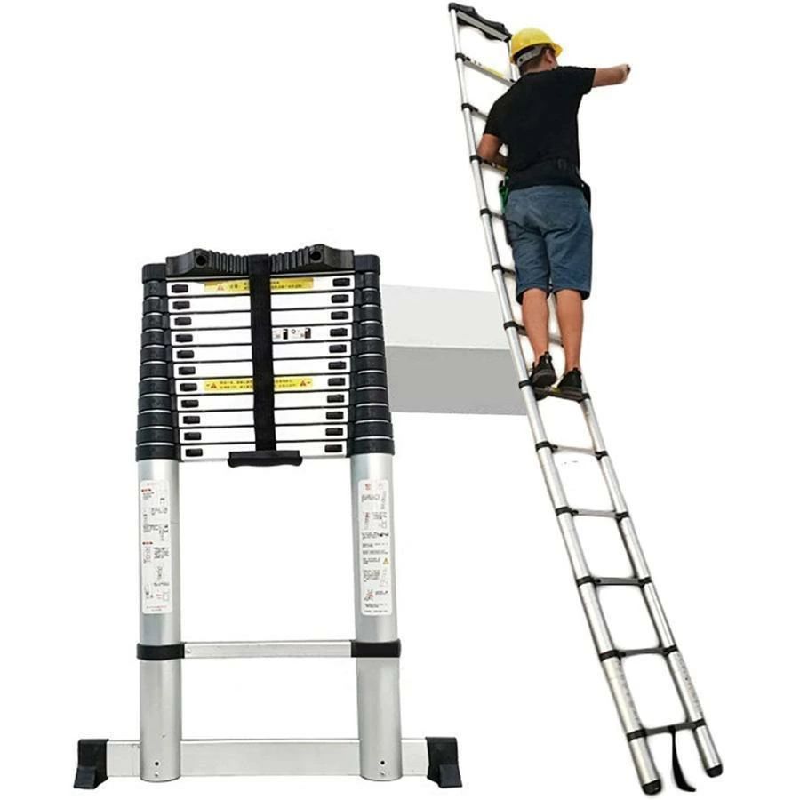 高さ5m / 6m / 7m / 8mの伸縮式掛けはしご、スタビライザーバー付き添い人、工業用身寄り用日常またはまさかの時用軽銀製取りひろげる掛けはしご、厄介なもの150kg (Size : 5m/16.4フィート) (5.4m/
