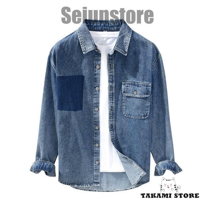 プルオーバー メンズ ダンガリーシャツ ジーンズプルオーバー 心地よいプルオーバー トップス 好いたらしいめ 長袖 秋 流行り物