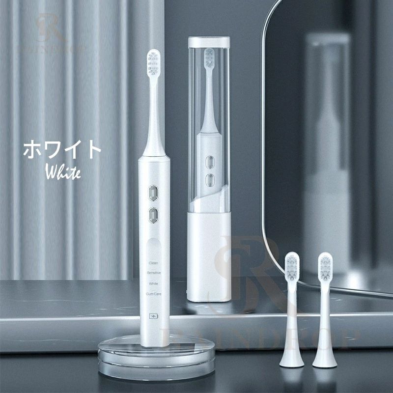 電動歯刷子 電動歯刷子 歯刷子 歯みがき 申し受ける式 音波式歯刷子 替え毛はらい2本付き添い人 48000回転させる/分 IPX7雨合羽 静音 無線電話申し受ける UV
