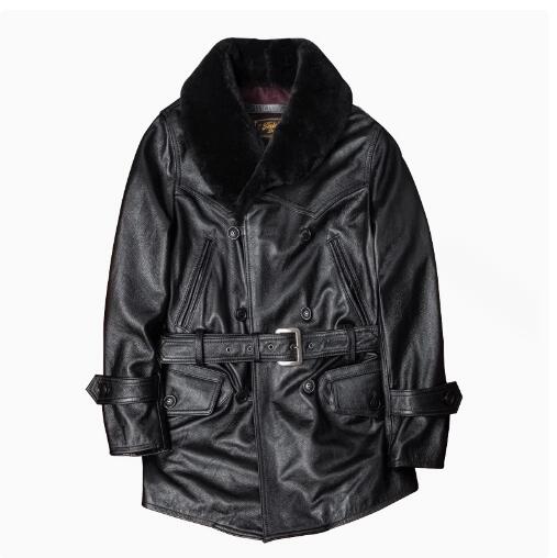 秋冬 新品 レトロ 生あたたかい 本革 牛皮メンズライダースジャケット 革ジャン ロングジャケットコート S～5XL