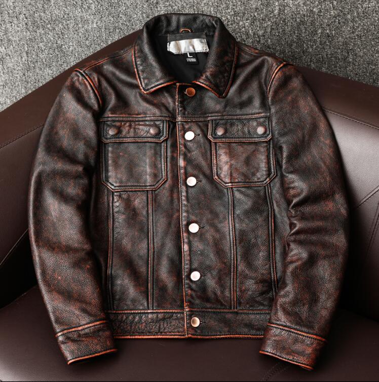 ライダースジャケット なめし革上衣  本革 牛皮 革ジャン厚地の外套 vintage 本革厚地の外套  メンズファッショ  Ｓ～5ＸＬ