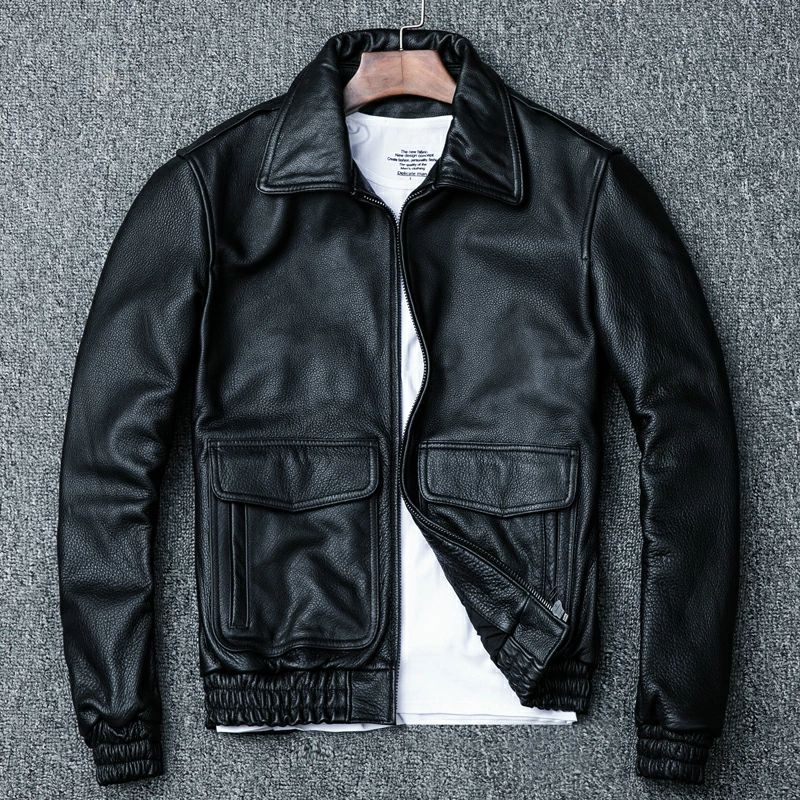 ライダースジャケット なめし革上衣 牛皮 飛球上衣 メンズ本革 革ジャン Ｍ～5ＸＬ 黒