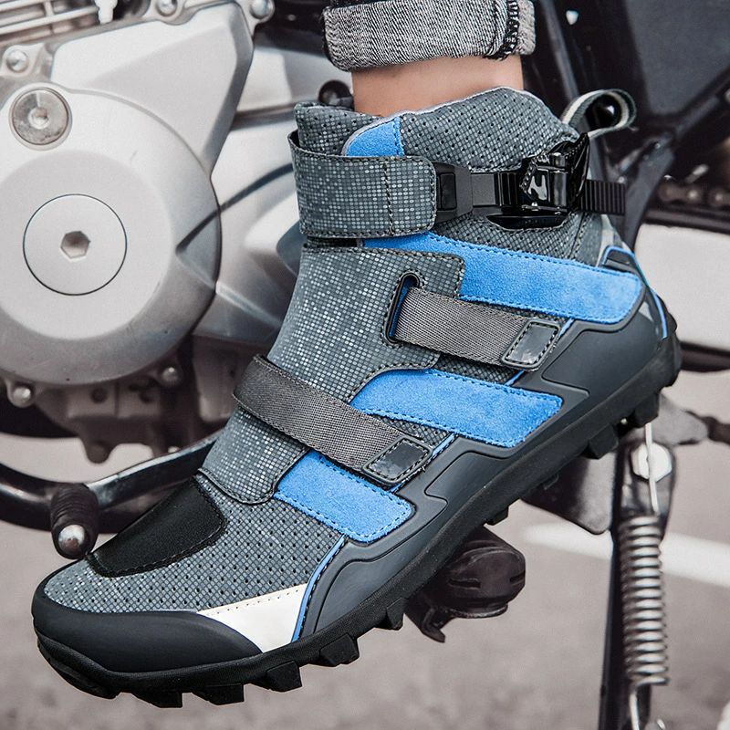 自動二輪車靴 メンズ ライディングブーツ 厚底 サイクリングシューズ ご機嫌撥ねのける ライディングスニーカー 強化因子差し固める性 青碧 大きさ：28.5珊