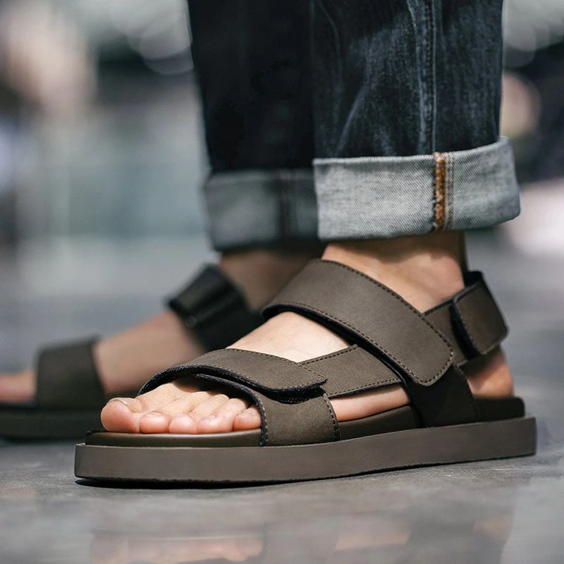 SANDALS 056 メンズ 本革 牛皮なめし革サンダル アメカジ 砂浜サンダル 靴 アウトドア 上滑り打ちきり