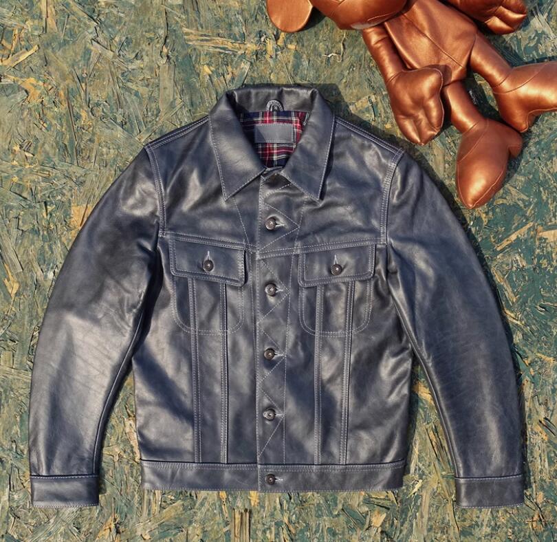 牛革アメカジ 本革 レザージャケット 革ジャン 機関車 バイクレザー メンズファッション S~5XL ブルー|りるーむショップ